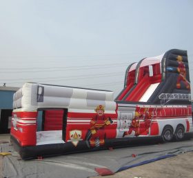 T8-316 Xe cứu hỏa Theme Inflatable Trượt khô