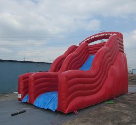 T8-753 Màu đỏ và màu xanh thương mại inflatable khô slide