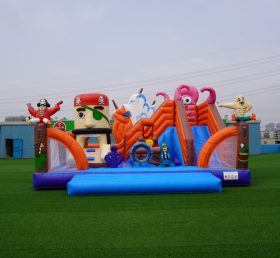 T8-1398 Inflatable Pirate Boat Castle Thuyền trưởng Slide