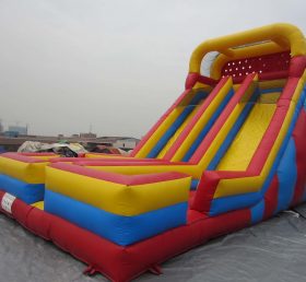T8-430 Đầy màu sắc tiêu chuẩn lớn inflatable đôi làn đường khô slide