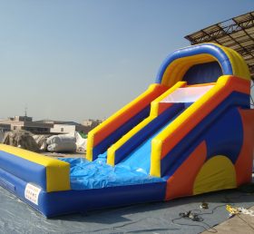 T8-603 Đầy màu sắc lớn inflatable đôi làn đường khô slide