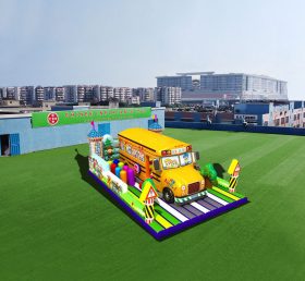 T6-461 Xe buýt khổng lồ inflatable trẻ em sân chơi mặt đất trò chơi
