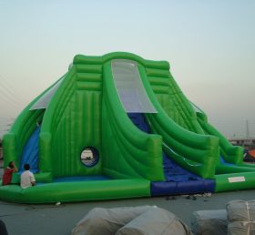 T8-1000 Inflatable khổng lồ màu xanh lá cây trở ngại nước trượt cho người lớn