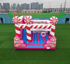 T2-3334B Sweet Candy Theme Pink Inflatable Slide Bounce House