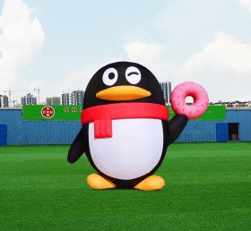 S4-627 Inflatable phim hoạt hình tùy chỉnh động vật chim cánh cụt ôm bánh rán